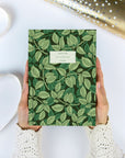 green fern hardcover weekly planner with botanical illustration