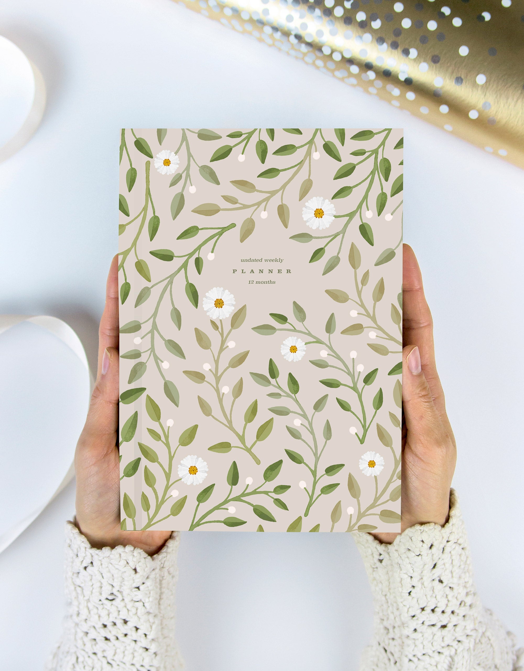 daisy hardcover planner with watercolor flowers