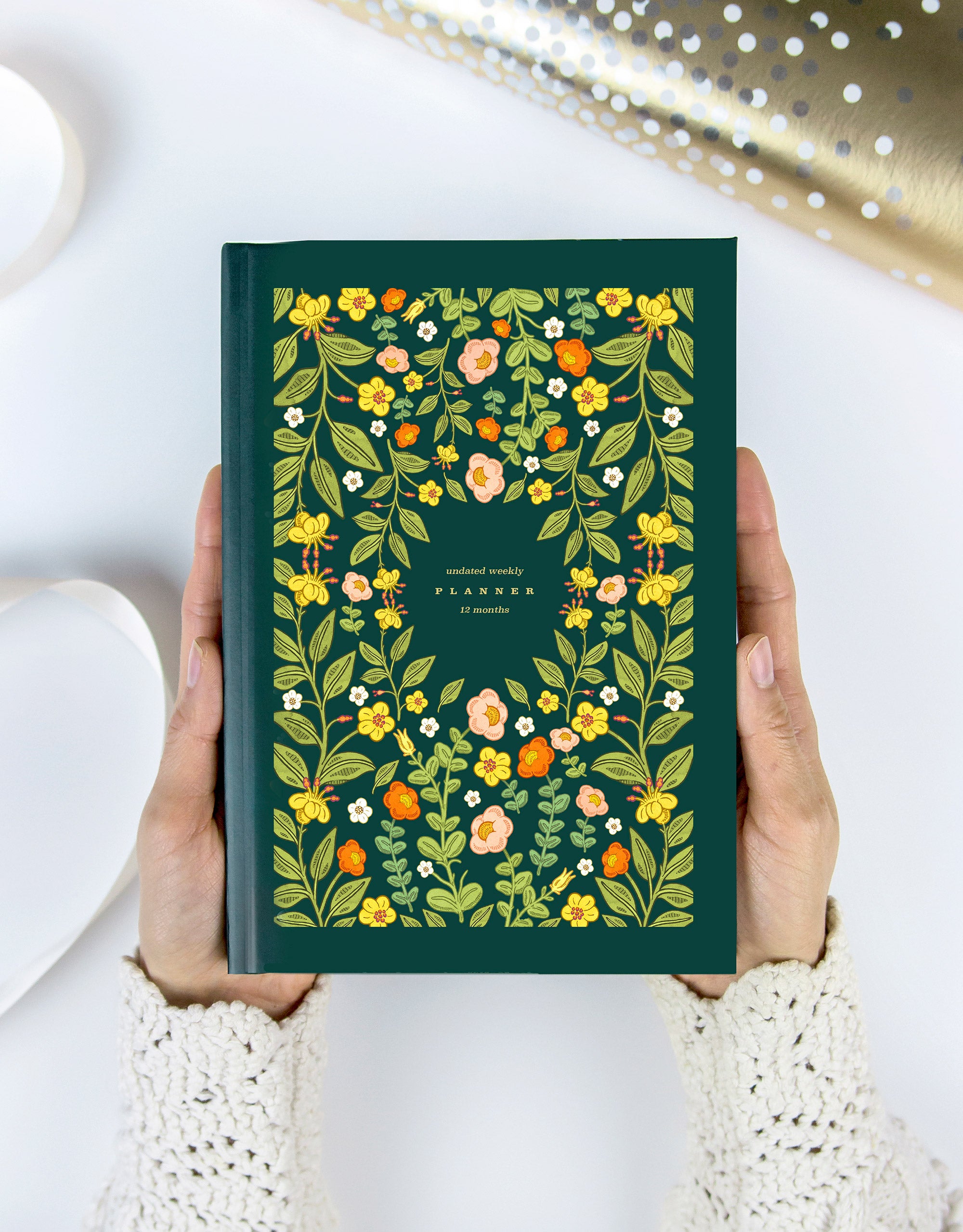 floral hardcover undated weekly planner