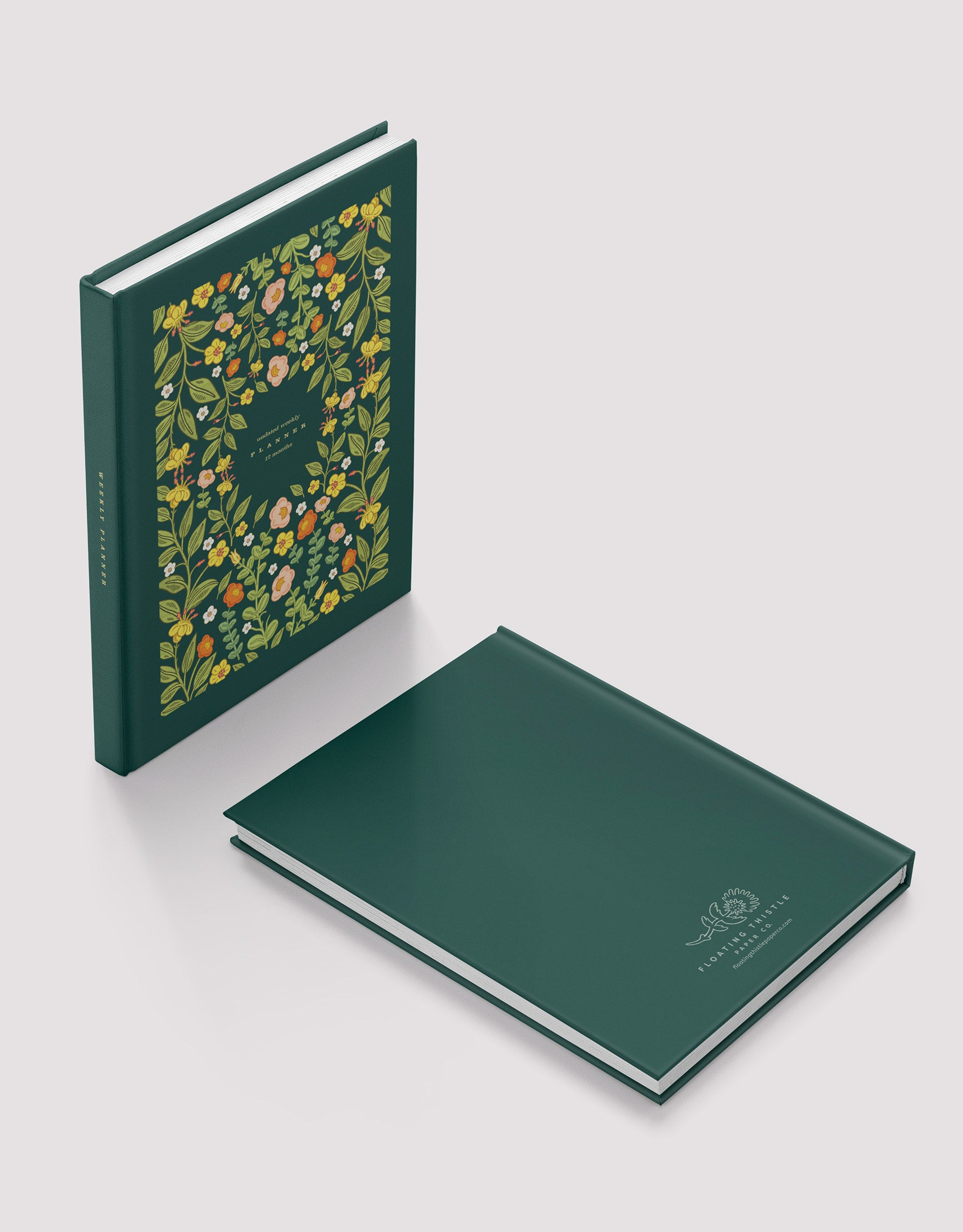 green botanical hardcover weekly planner