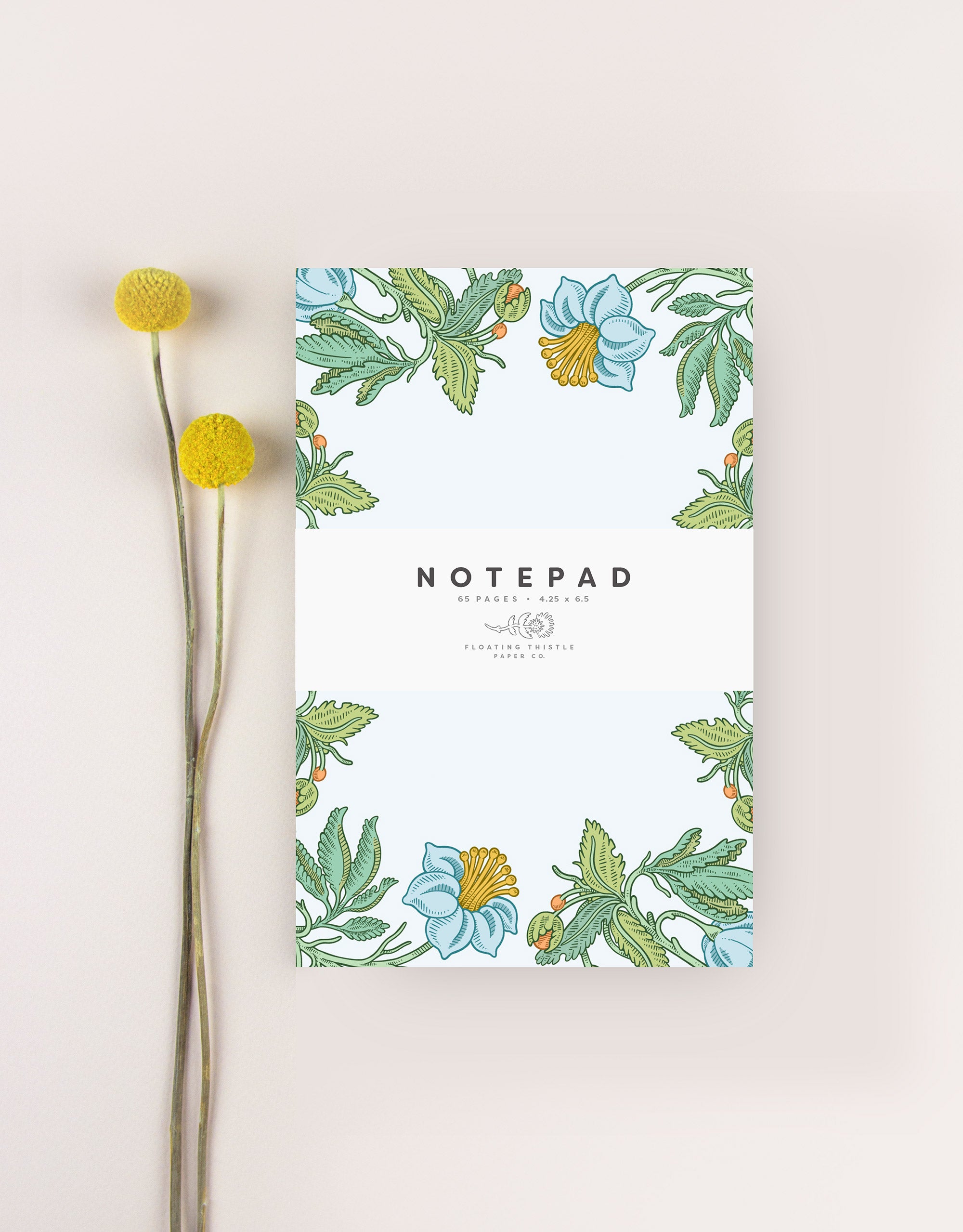 floral notepad with hand drawn elements