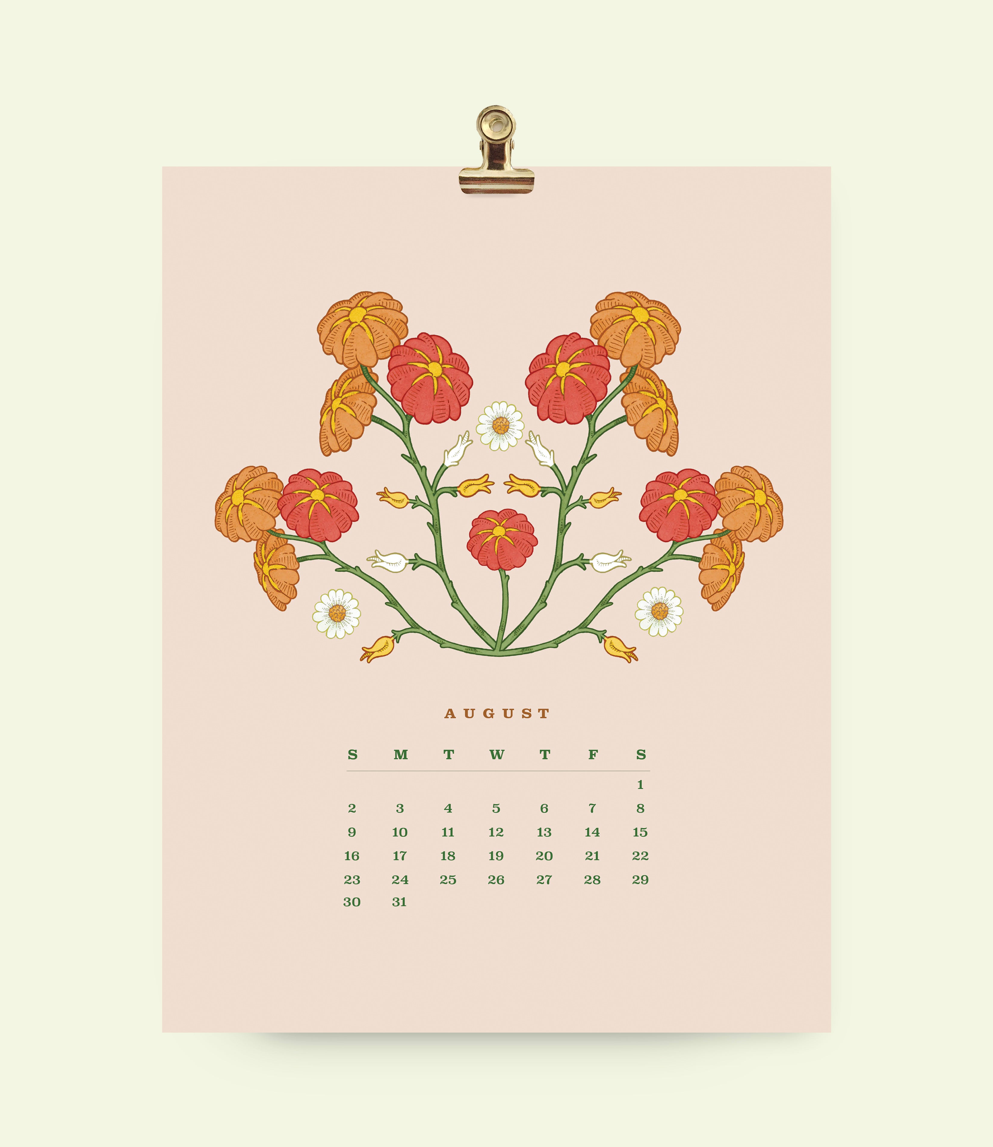 2026 Flower Wall Calendar 8.5x11"