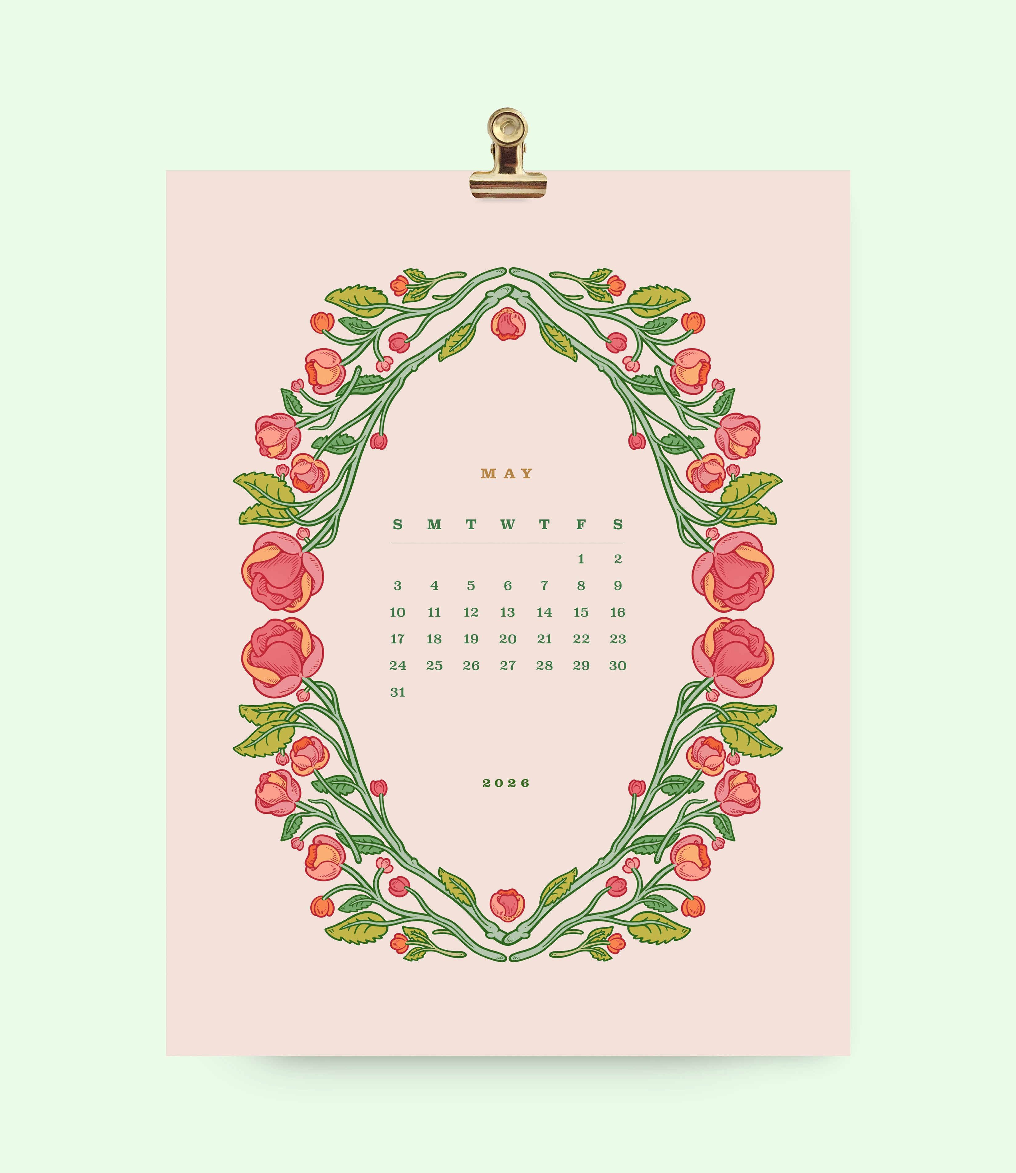 2026 Floral Wall Calendar 8.5x11&quot;