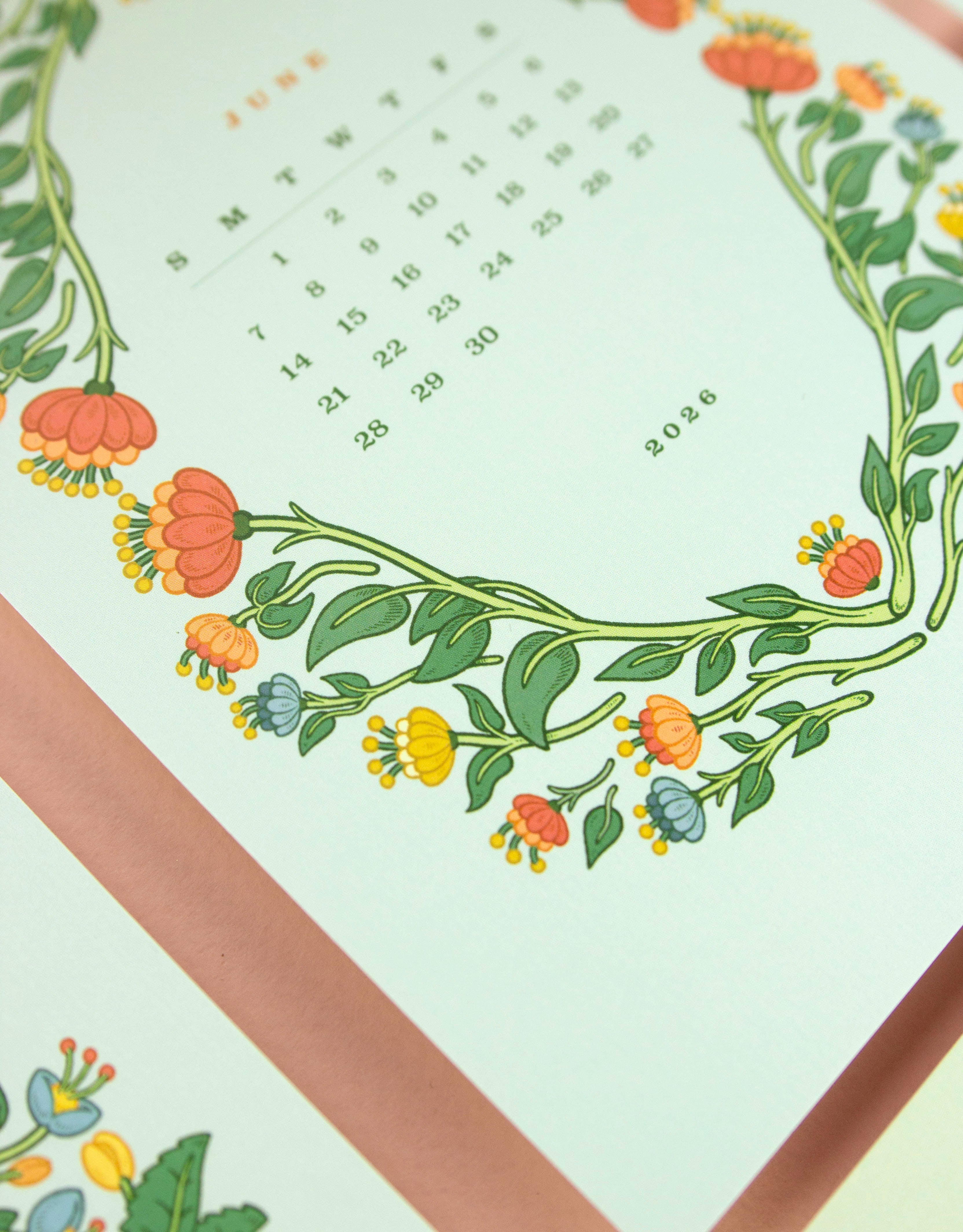 2026 Desk Calendar with Wooden Stand