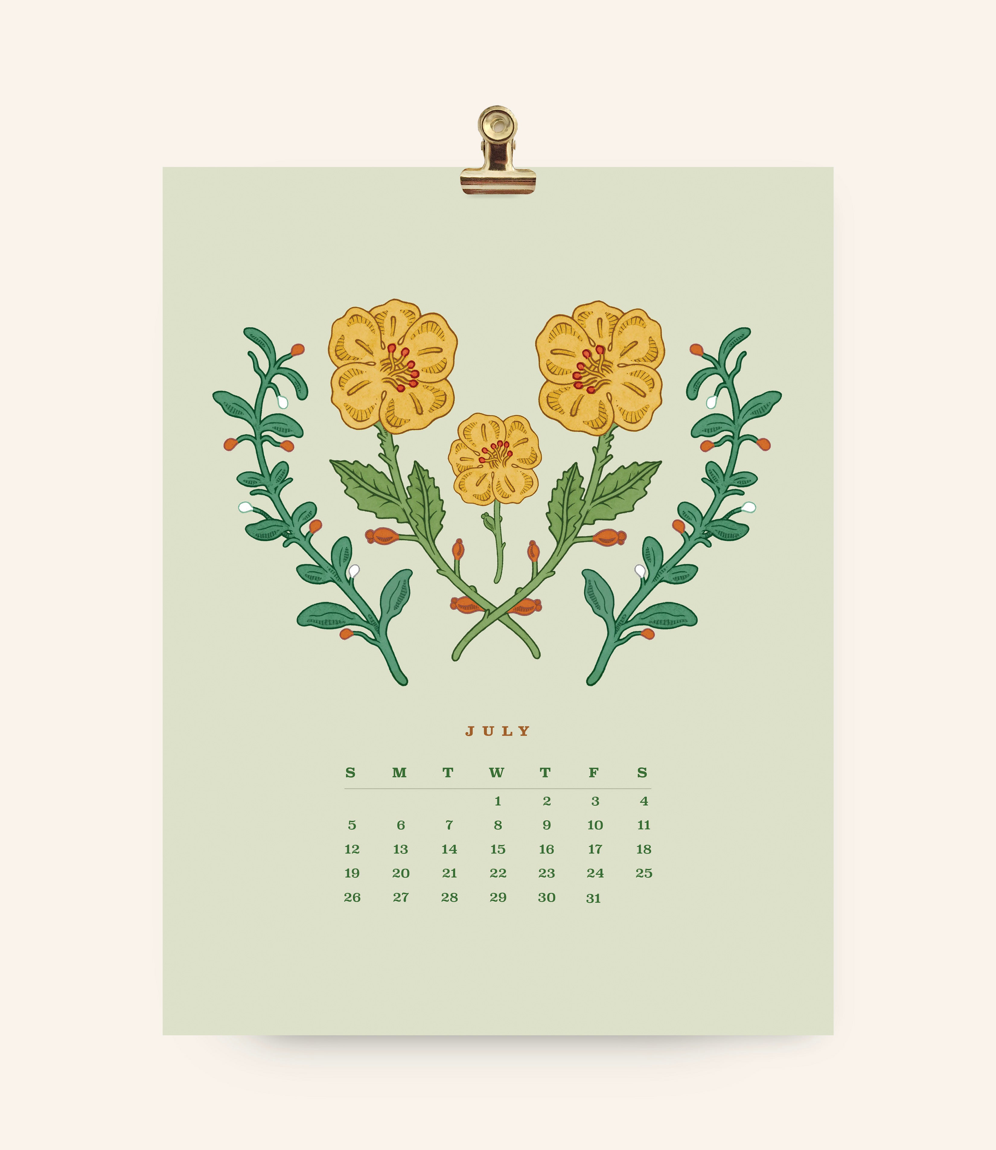 2026 Flower Wall Calendar 8.5x11"