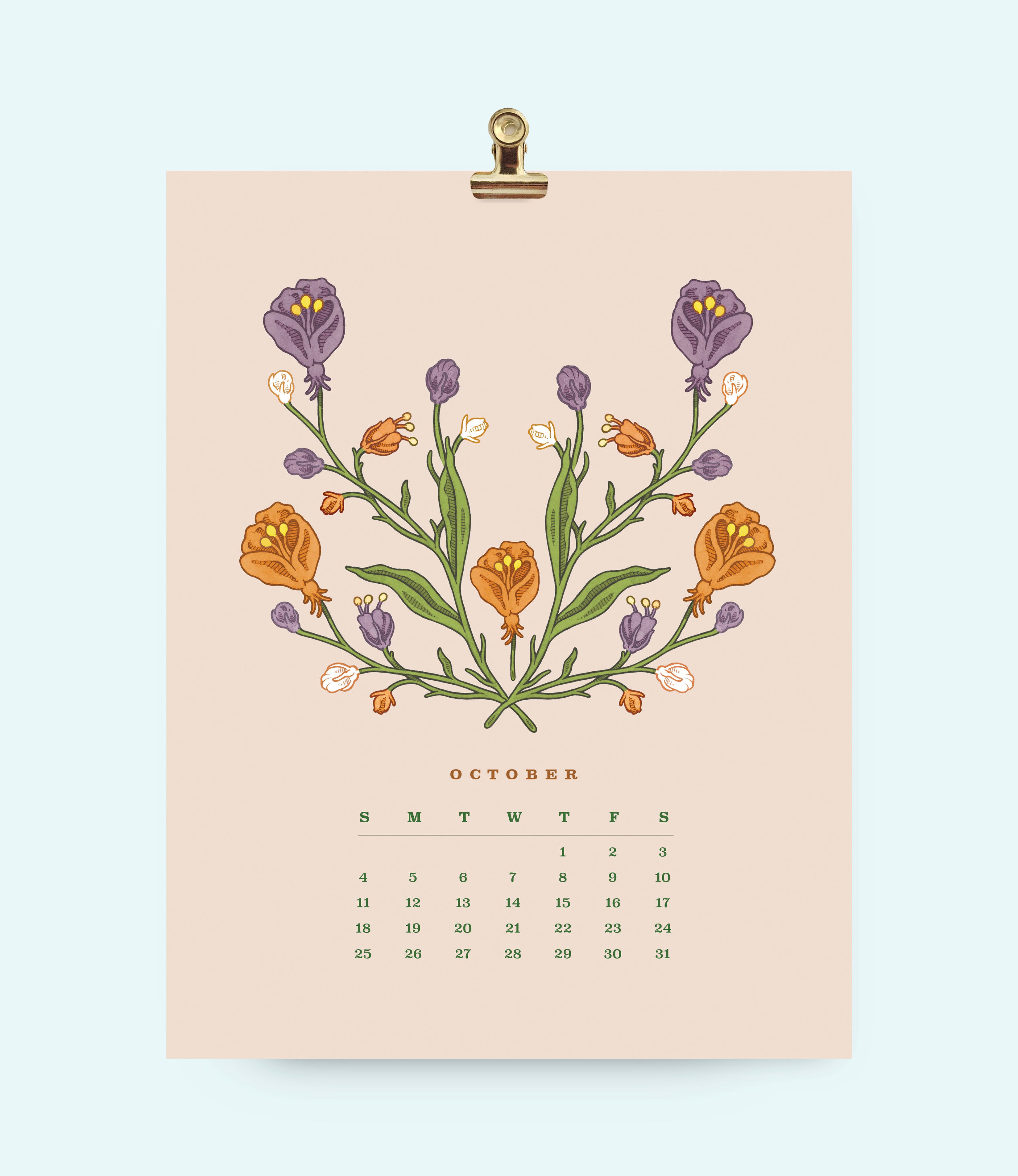2026 Flower Wall Calendar 8.5x11"
