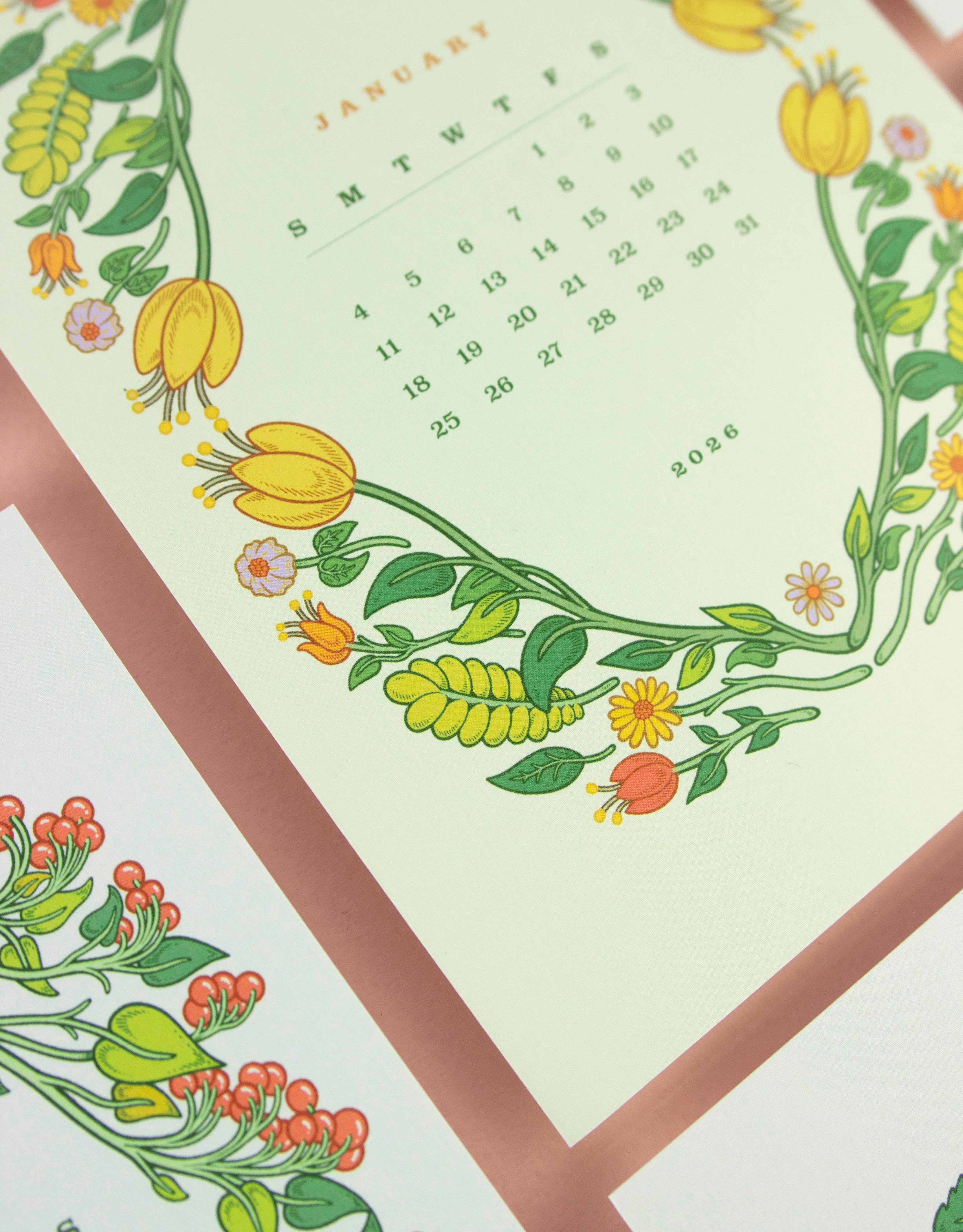 2026 Desk Calendar with Wooden Stand