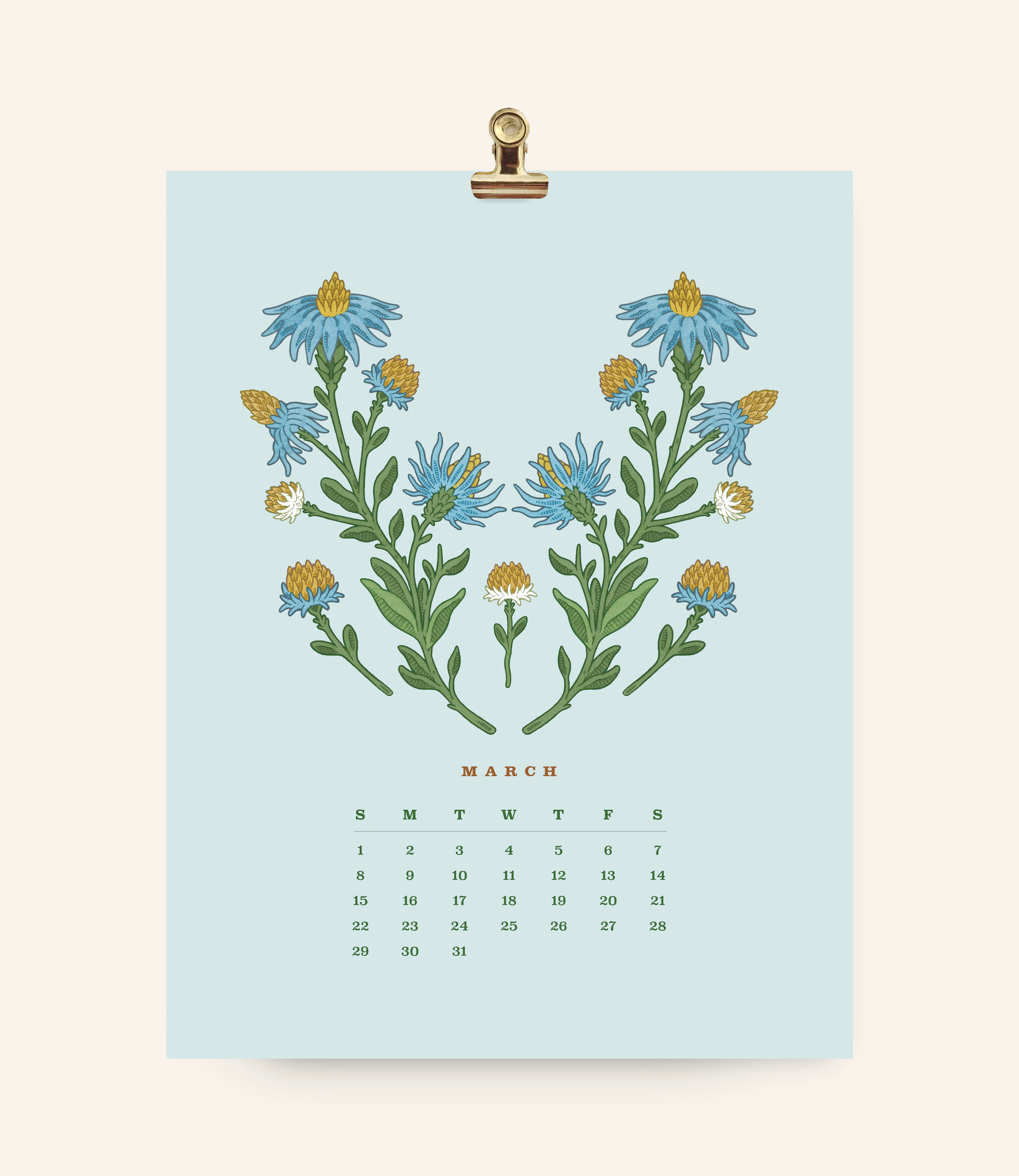 2026 Flower Wall Calendar 8.5x11"