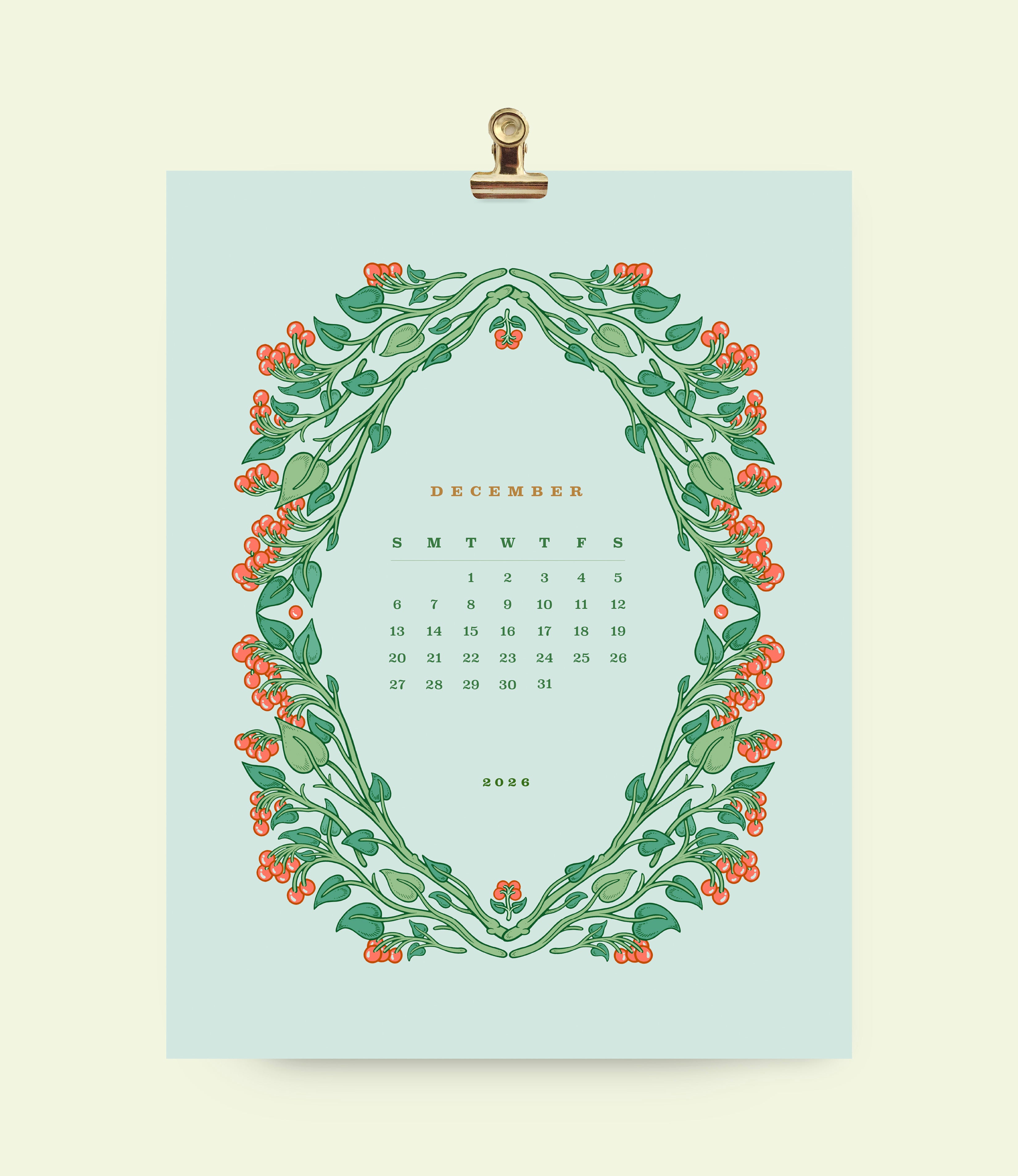 2026 Floral Wall Calendar 8.5x11&quot;