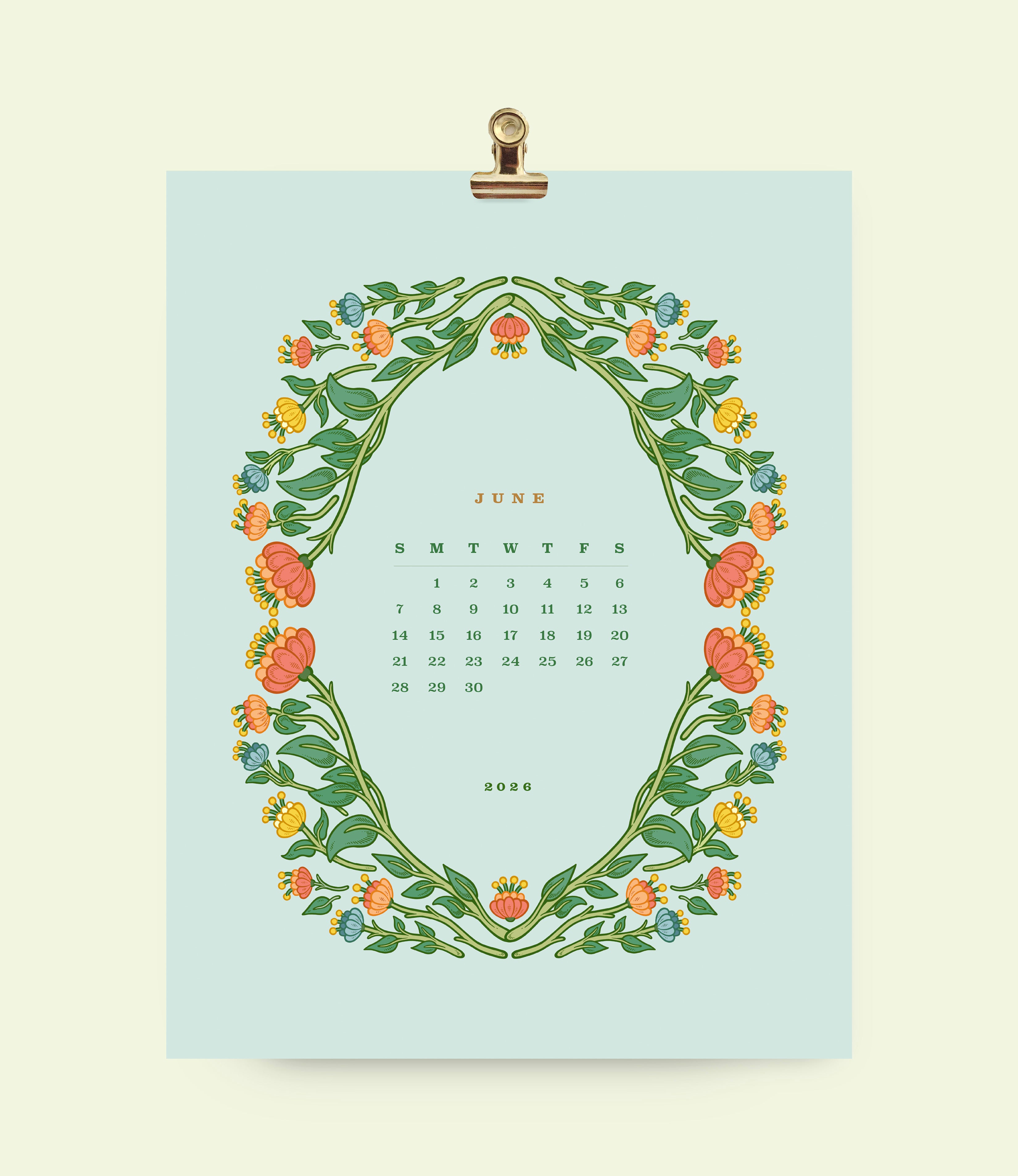 2026 Floral Wall Calendar 8.5x11&quot;