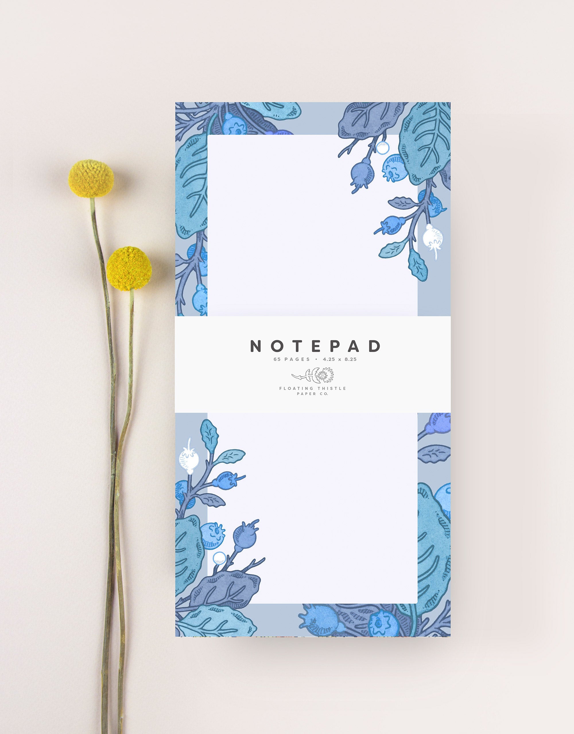blueberry notepad with botanical illustration