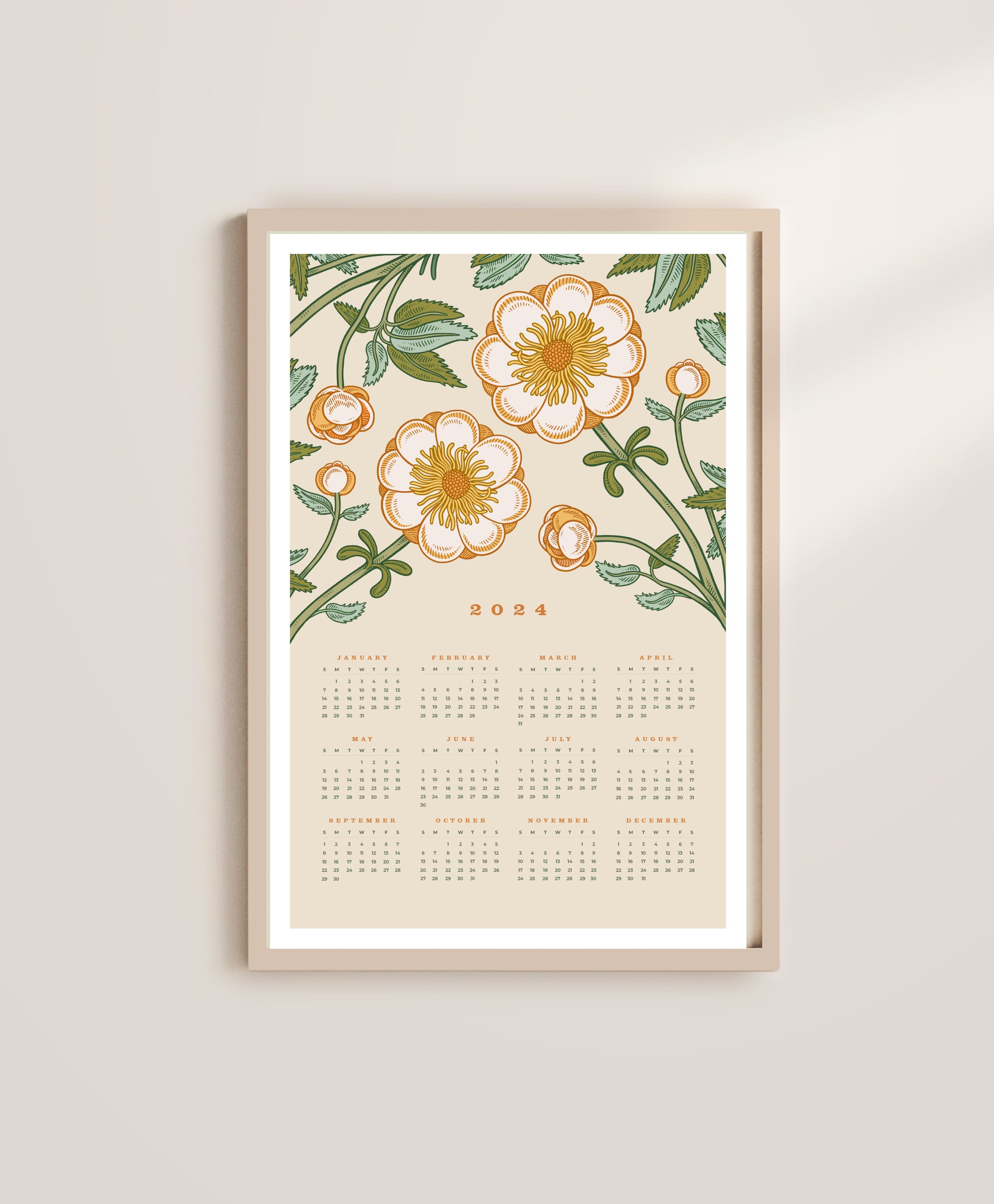 2024 Full Year Wall Calendar