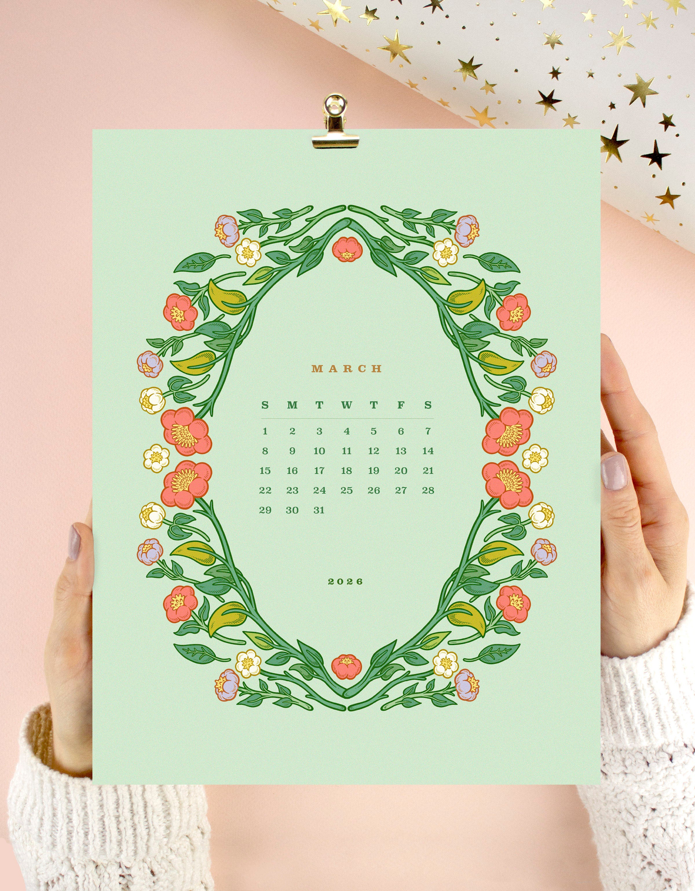 2026 Floral Wall Calendar 8.5x11&quot;