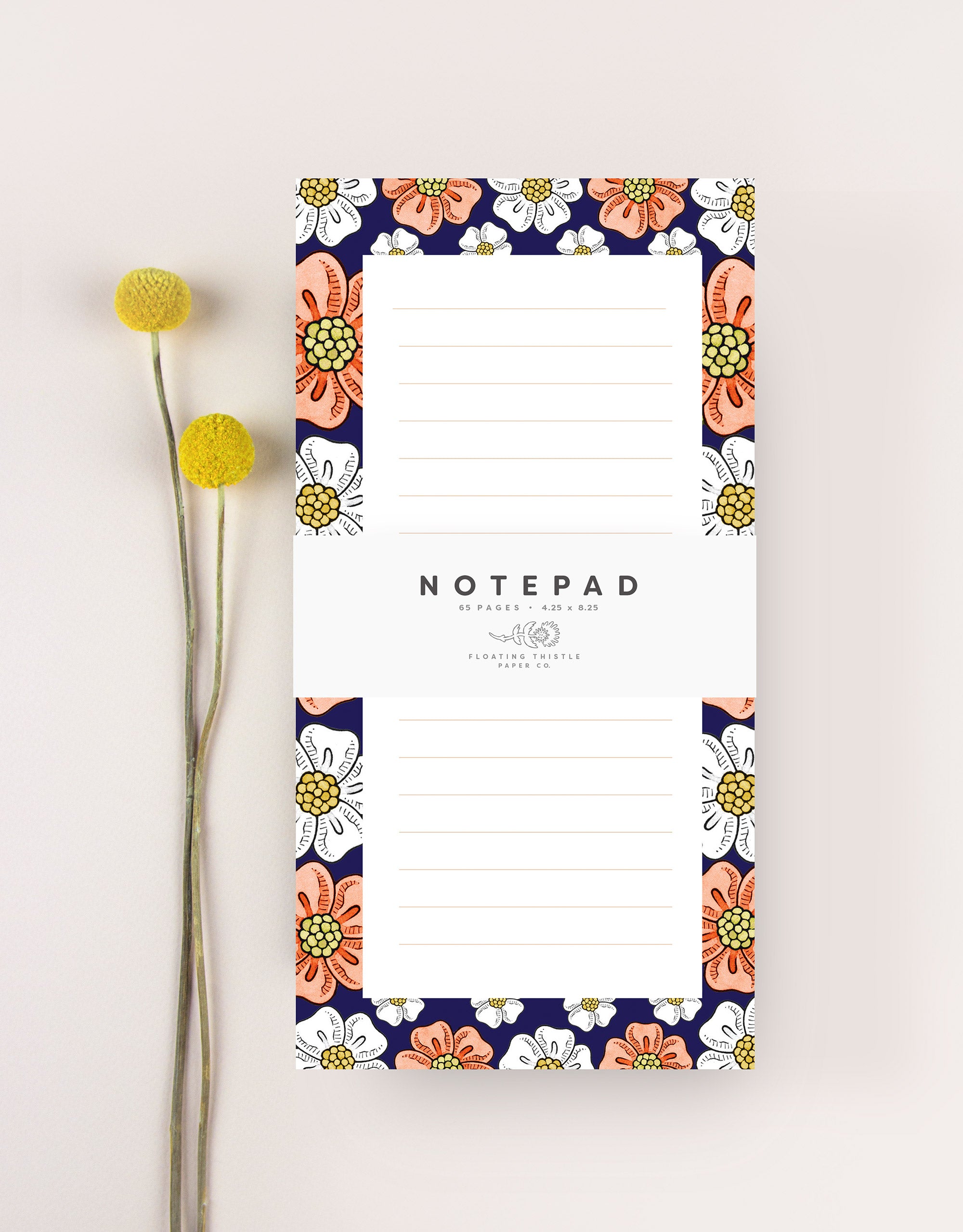 lined floral kitchen notepad