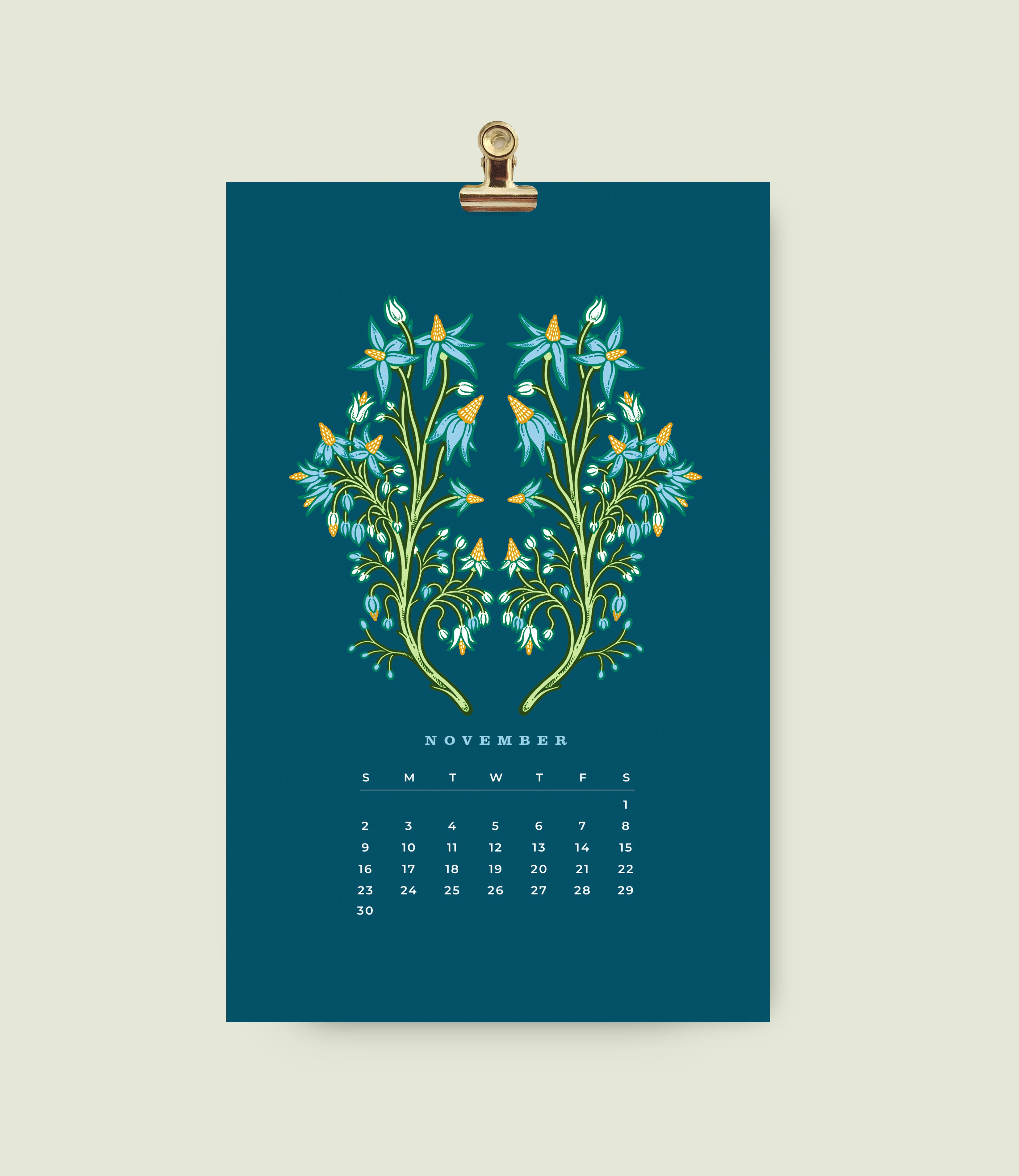 2025 Small Dark Wall Calendar