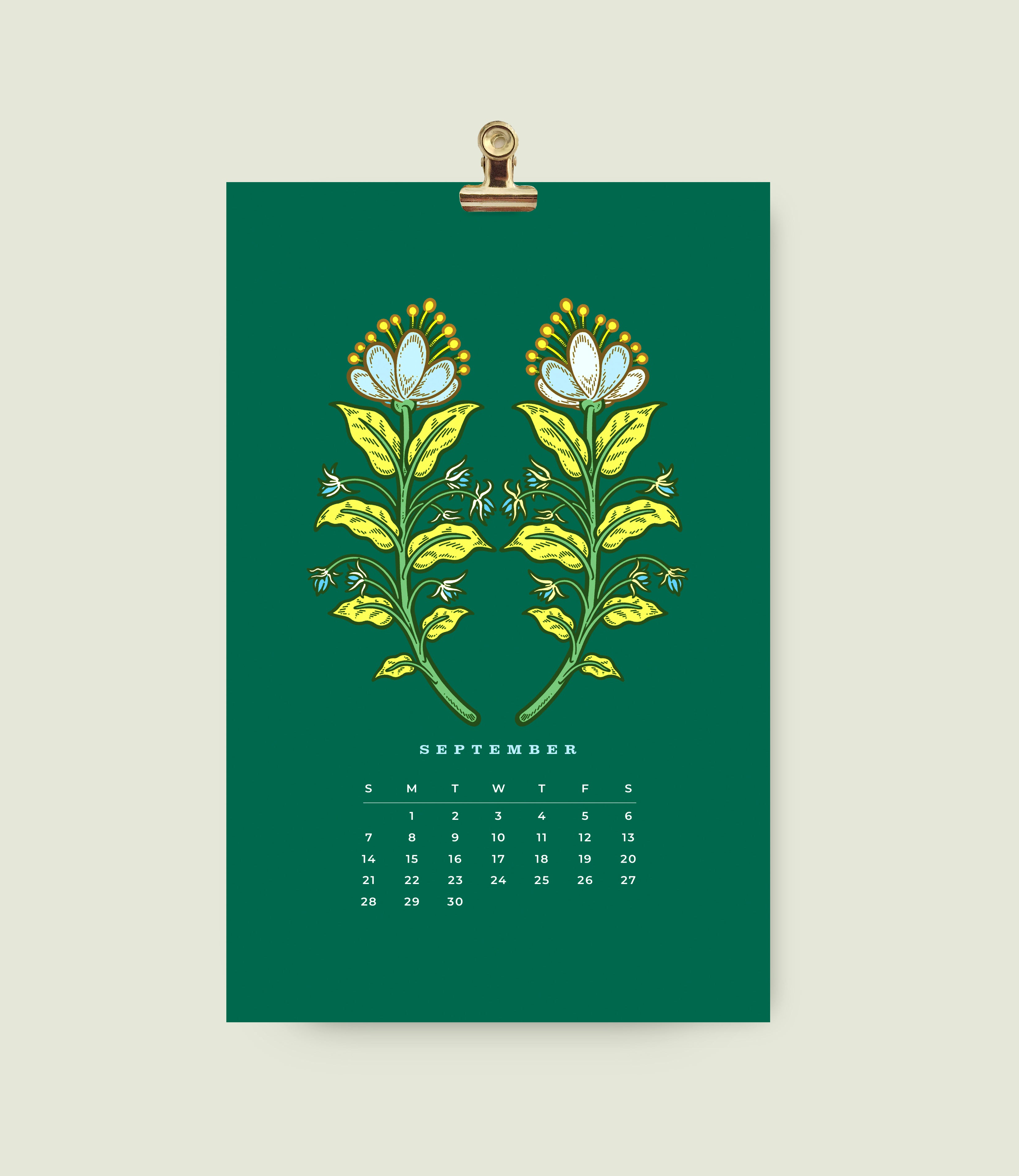 2025 Small Dark Wall Calendar