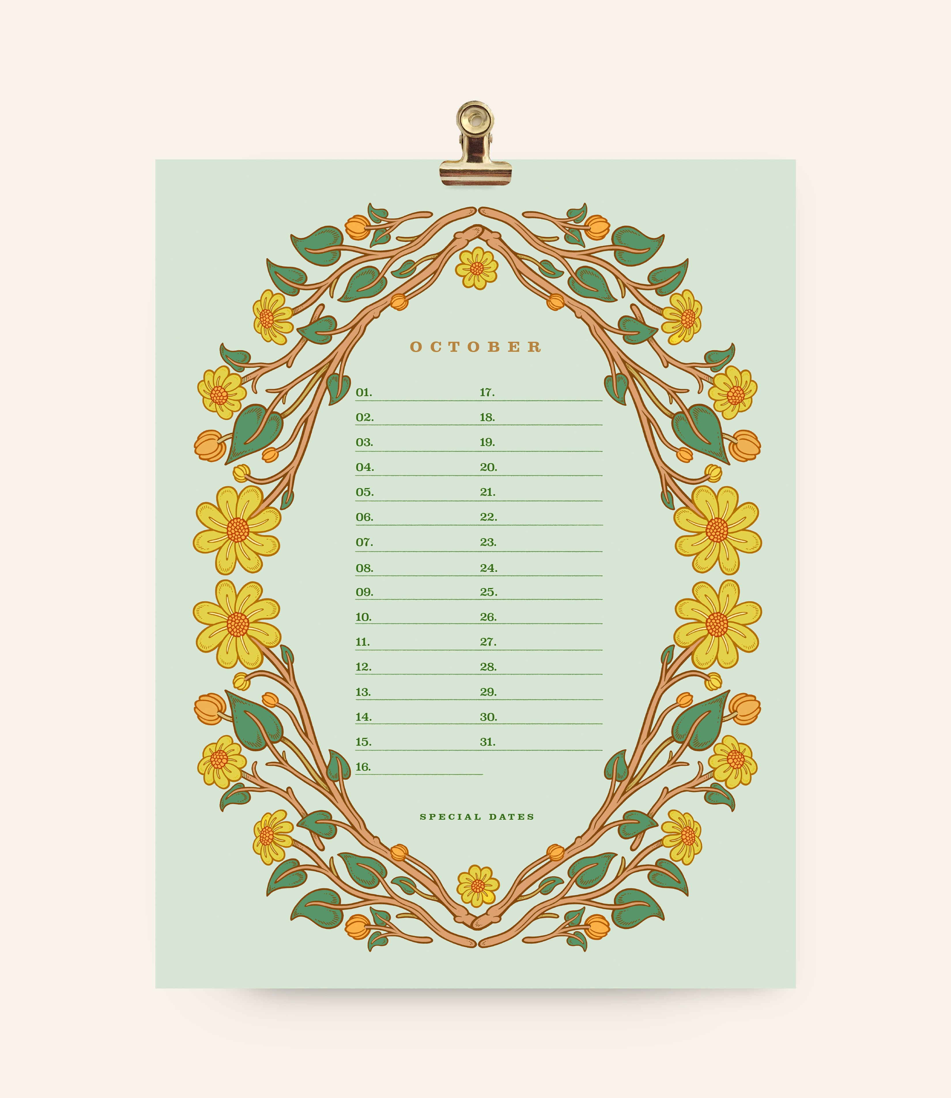 Floral Perpetual Birthday Wall Calendar
