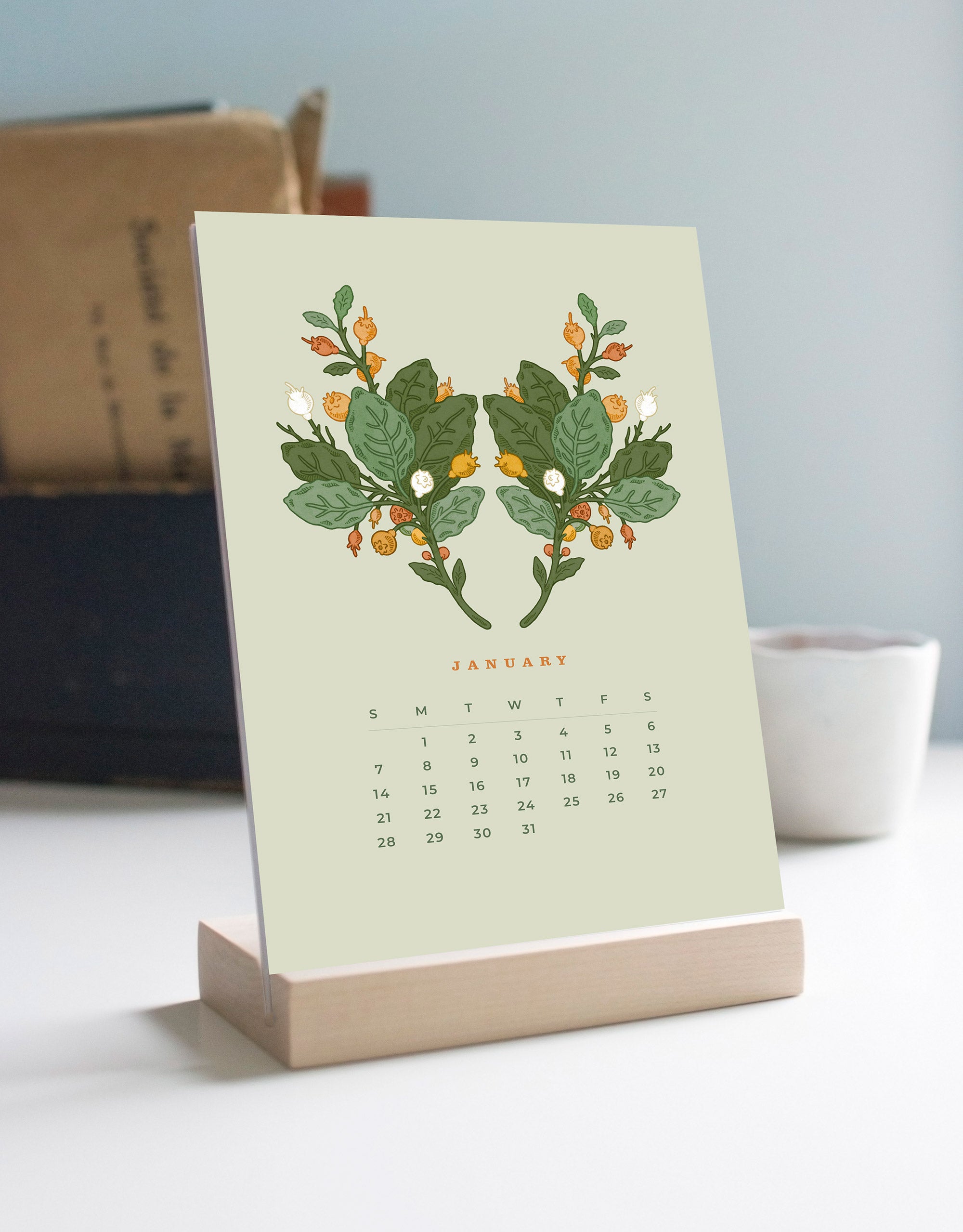 2024 Desk Calendar with Wooden Stand