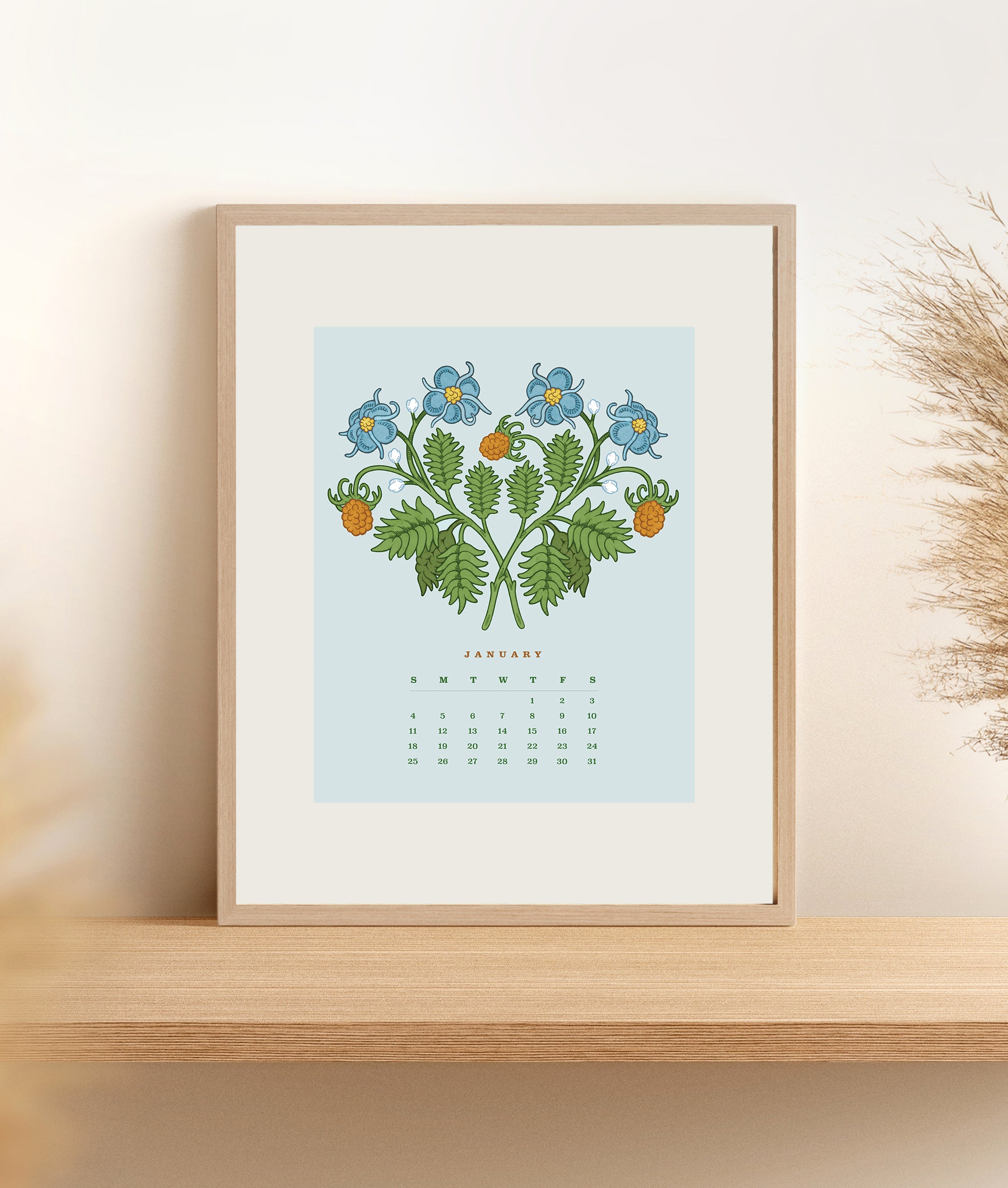 2026 Flower Wall Calendar 8.5x11"