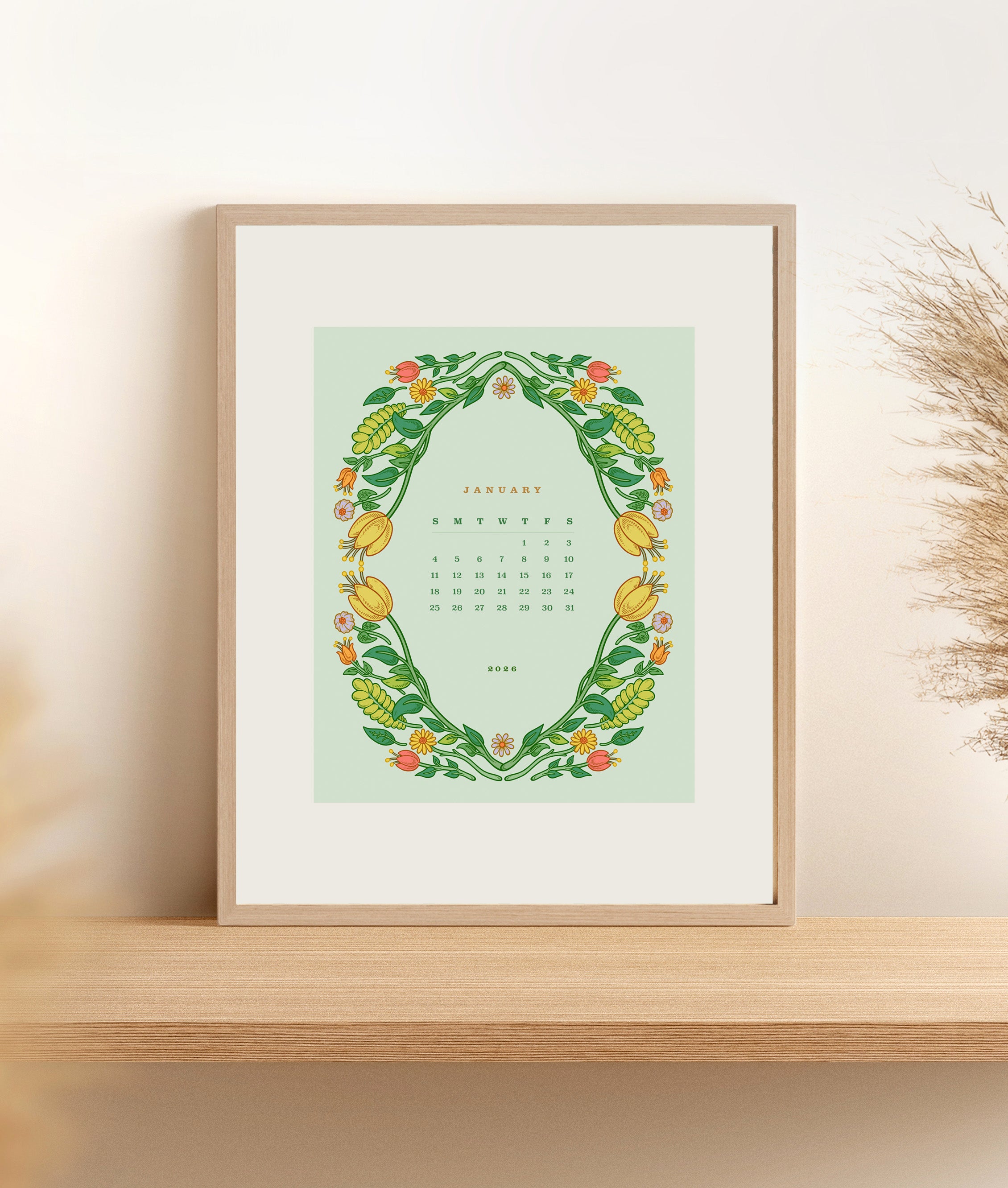 2026 Floral Wall Calendar 8.5x11&quot;