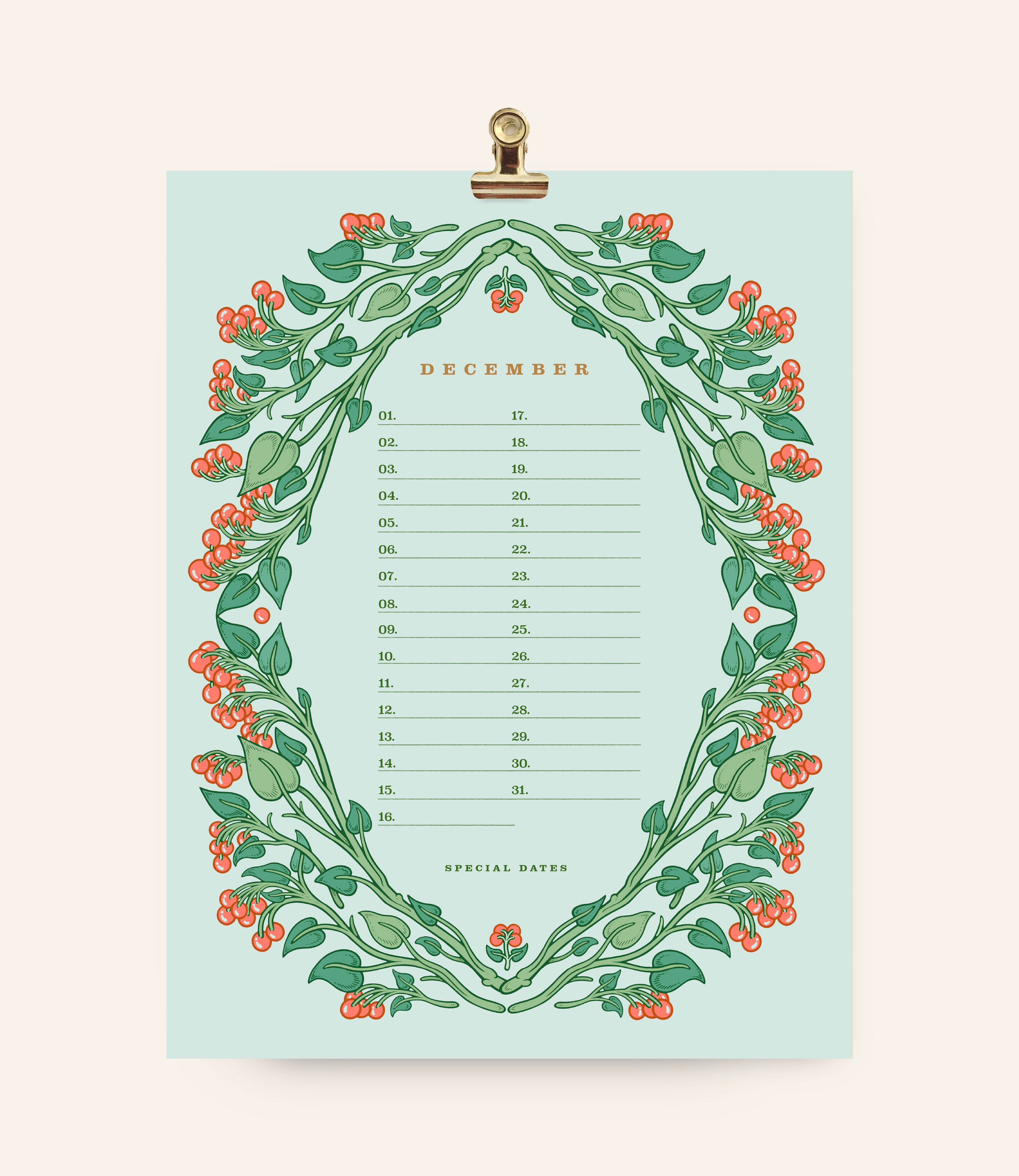 Floral Perpetual Birthday Wall Calendar